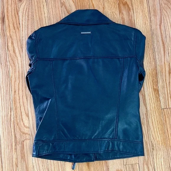 Armani exchange black 100% sheep Leather Jacket womens size small - Picture 8 of 9